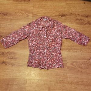 Vintage red floral blouse